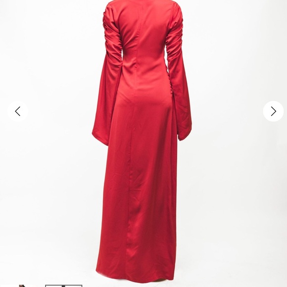 NWT ORIRE The Jou Red Long Sleeve satin Dress size 4 - Picture 4 of 10